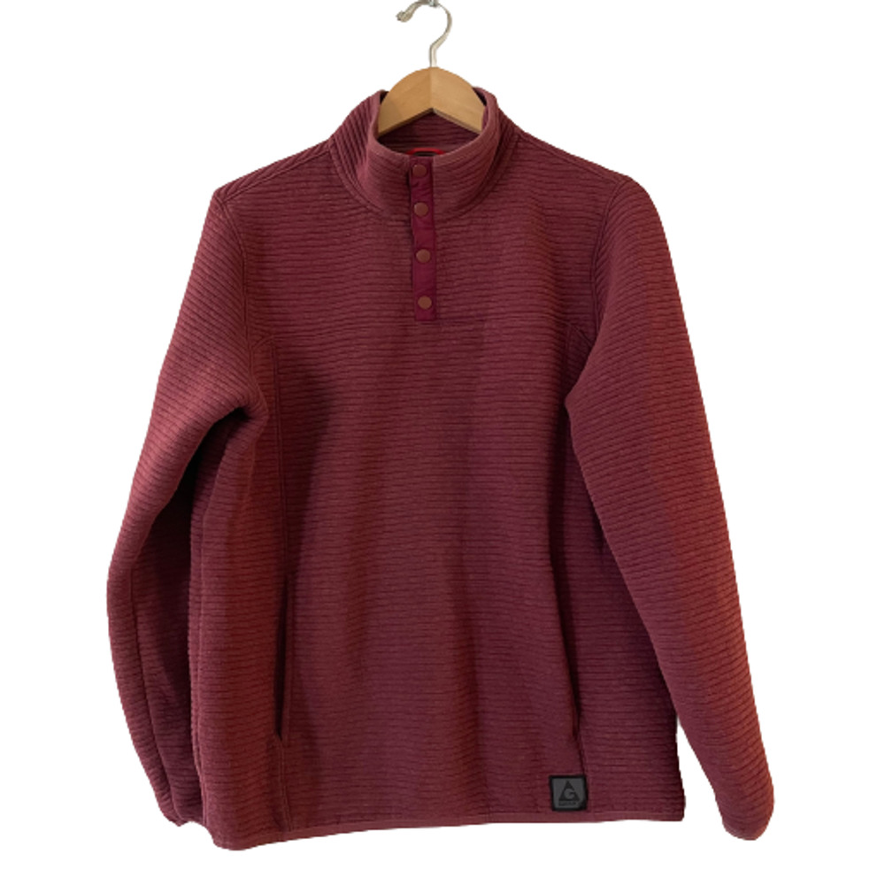 Gerry Mens Size L Burgundy Ottoman Sweater 1/4 Snap‎ Pullover Ribbed Long Sleeve